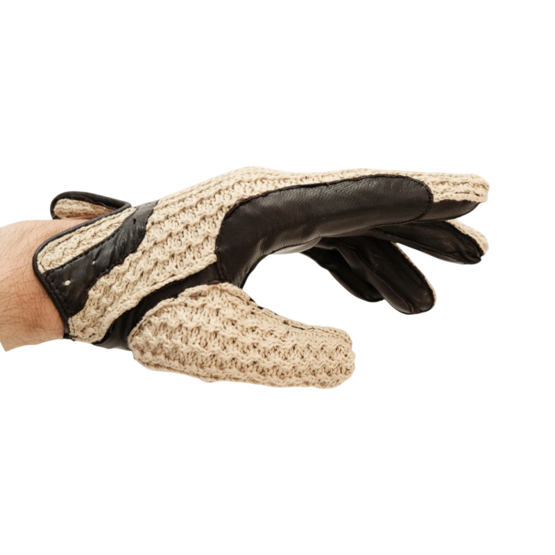 TdeT - Gants d’équitation crochet et cuir marron foncé
