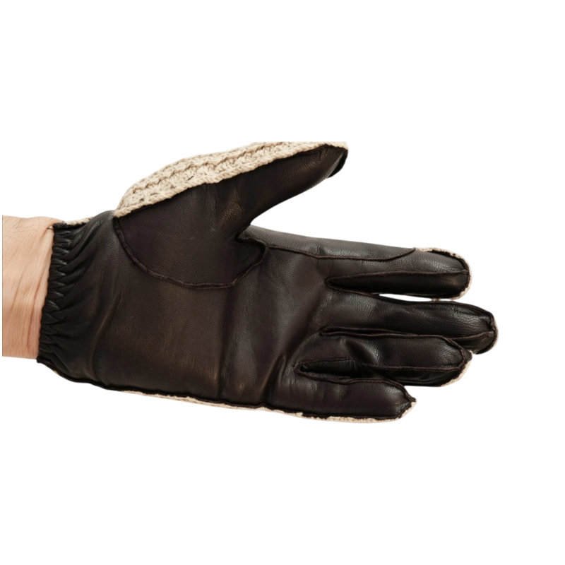 TdeT - Gants d’équitation crochet et cuir marron foncé