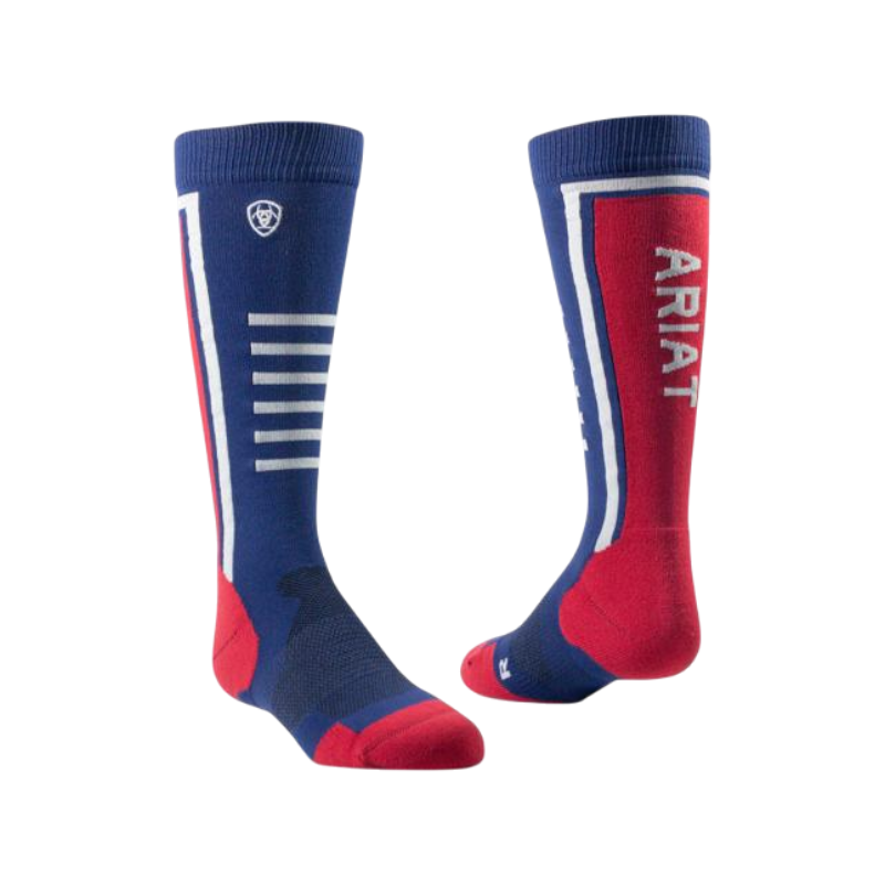 Chaussettes d'équitation enfant AriatTEK Slimline Performance marine