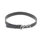 Pénélope - Ceinture femme Signature cuir perforé noir/ argent