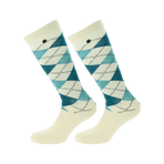 Equithème - Argyle sok ecru/blauw (x1) | - Ohlala