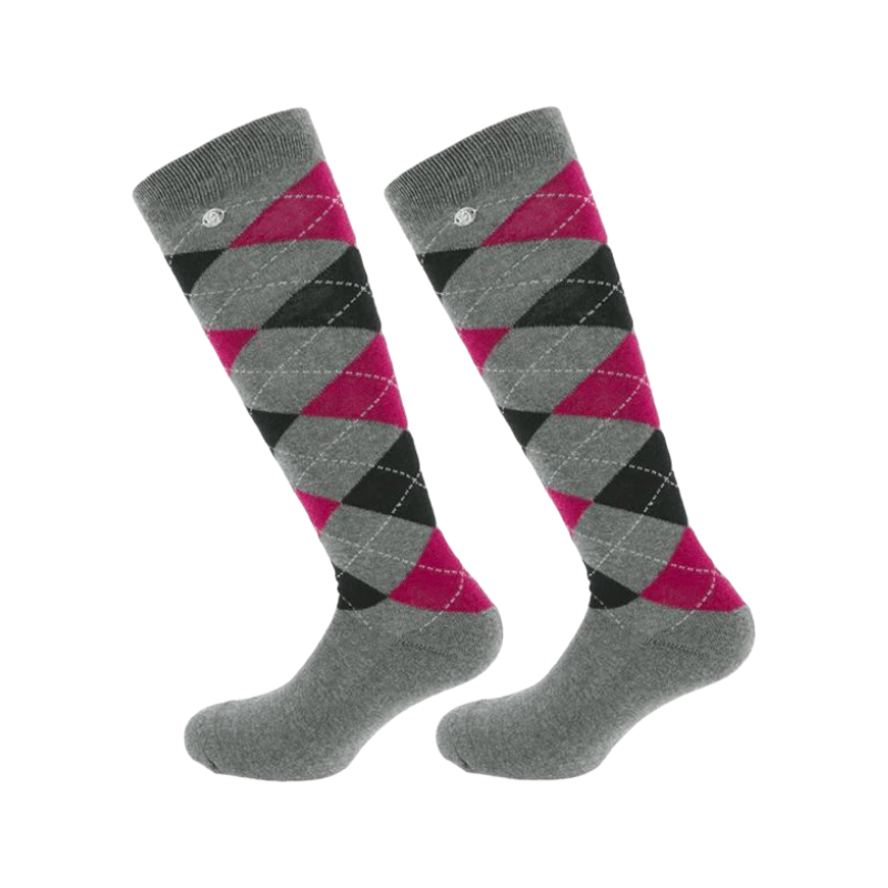 Equithème - Chaussette Argyle gris/ bordeaux (x1) | - Ohlala