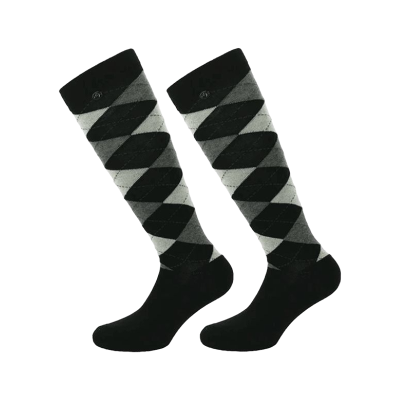 Equithème - Chaussette Argyle noir/écru (x1) | - Ohlala