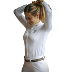 Pénélope - Wedstrijdoverhemd lange mouwen Showshirt wit/zwart | - Ohlala