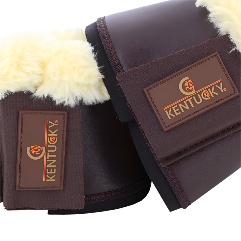 Kentucky Horsewear - Cloches chevaux cuir et mouton marron/naturel | - Ohlala