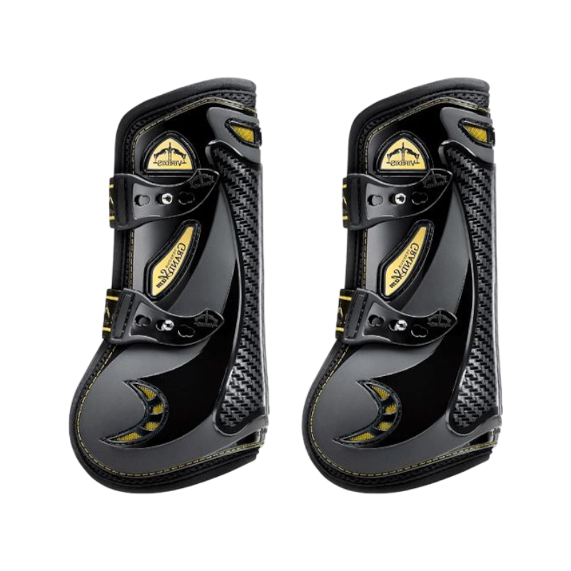 Veredus - Guêtres ouvertes Grand Slam Carbon Gel Noir / Or x2 | - Ohlala