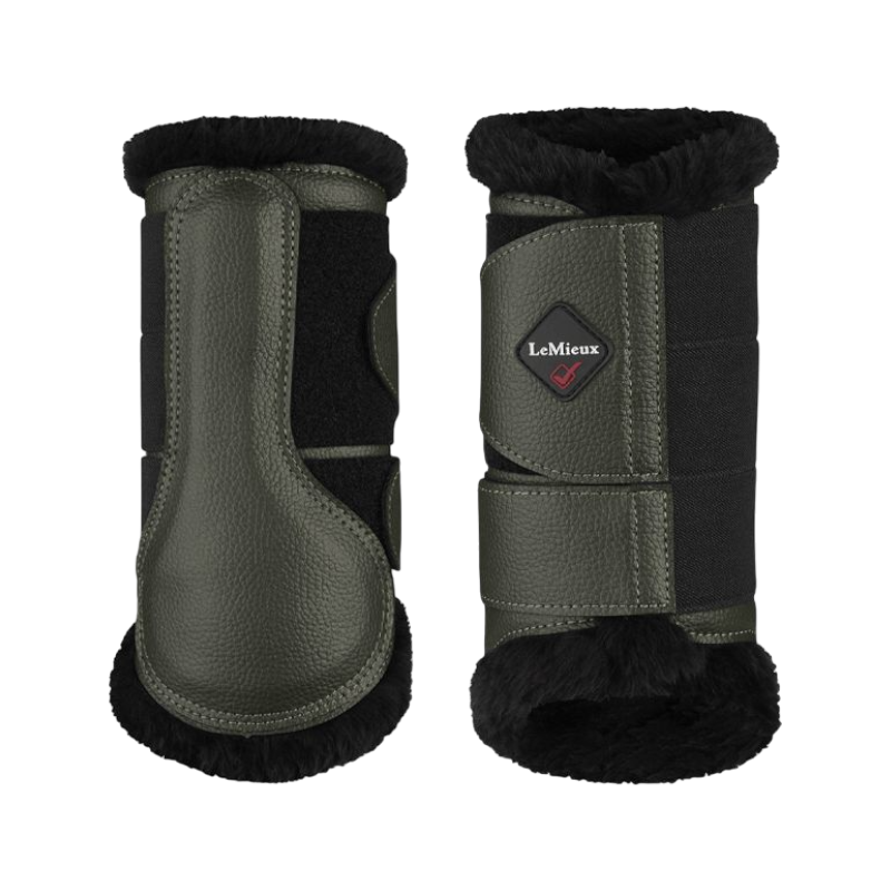 LeMieux - Guêtres fermées mouton kaki/ noir x2 | - Ohlala