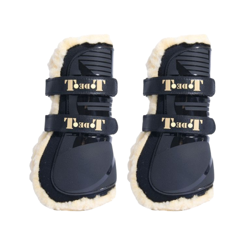 TdeT - Guêtres ouvertes doublés mouton synthétique noir x2 | - Ohlala