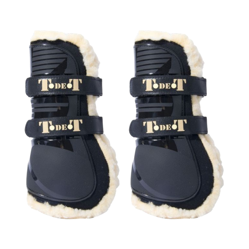 TdeT - Guêtres ouvertes doublés mouton synthétique noir x2 | - Ohlala