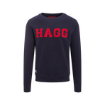 Hagg - Ronde hals sweater heren marine/ rood | - Ohlala