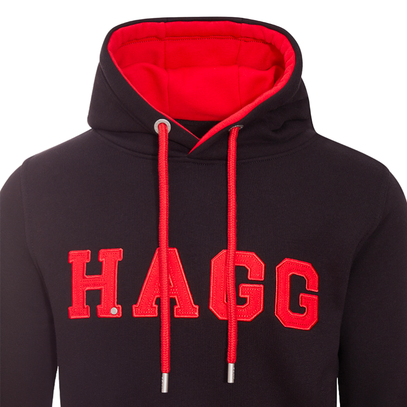 Hagg - Sweat à capuche homme noir/ rouge