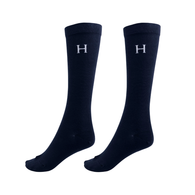Harcour - Chaussettes d'équitation Aiko marine/ pivoine/ tartan (x3)