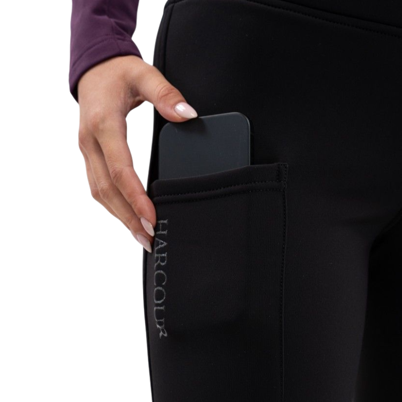 Harcour - Legging d'équitation polaire femme Lili noir