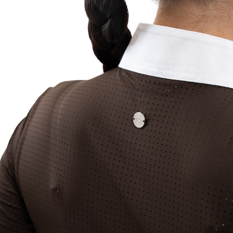 Harcour - Polo de concours manches longues femme Stella cacao