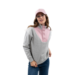 Harcour - Sweater met staande kraag dames Ambre grijs gemêleerd/pioen | - Ohlala
