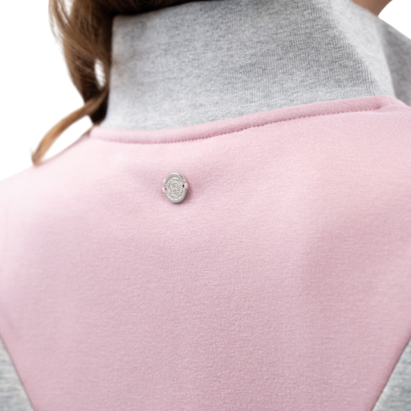 Harcour - Sweat col montant femme Ambre gris chiné/ pivoine