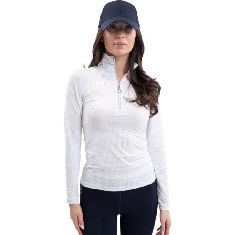 Harcour - Polo technique manches longues femme Breezi blanc
