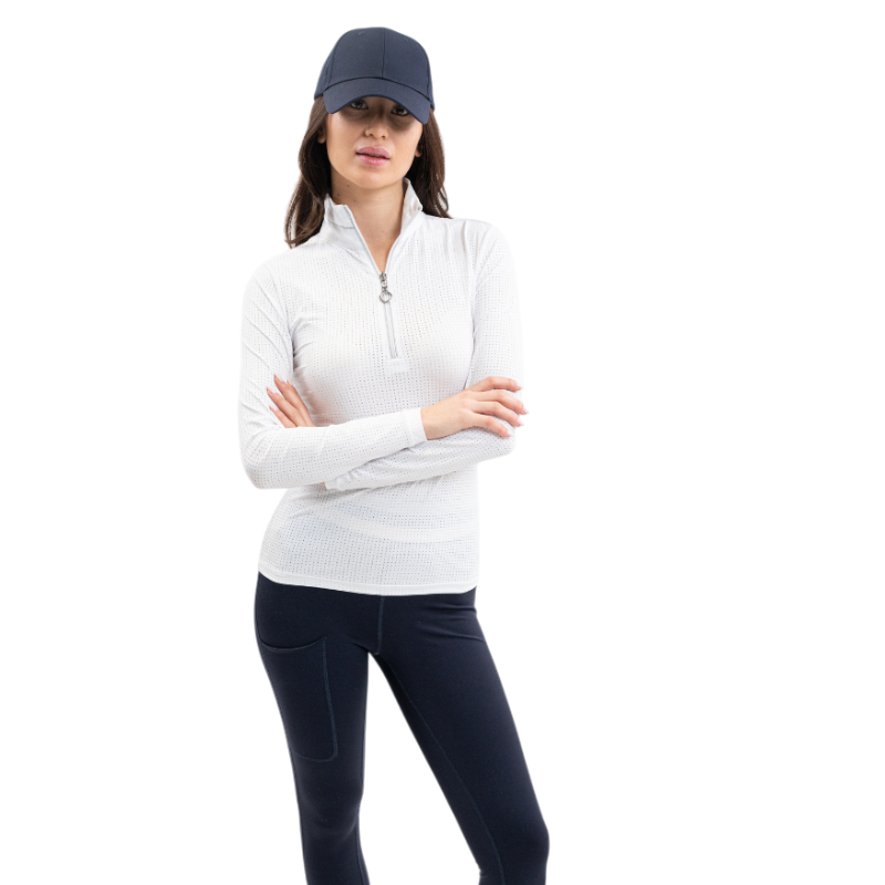 Harcour - Polo technique manches longues femme Breezi blanc