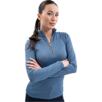 Harcour - Technische polo lange mouwen dames Breezi steel blue | - Ohlala