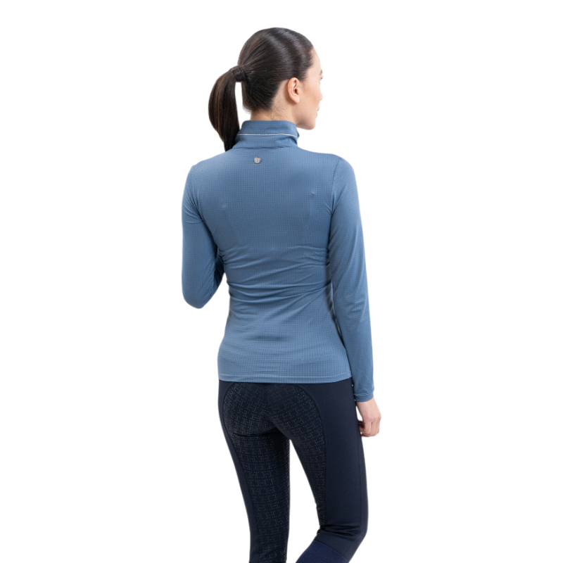 Harcour - Polo technique manches longues femme Breezi steel blue