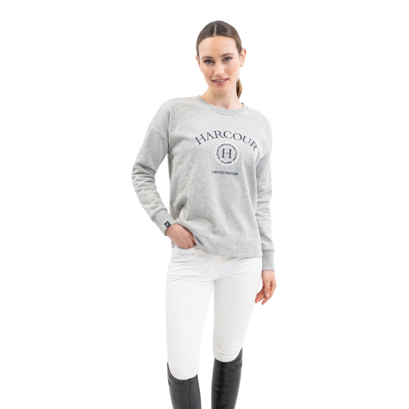 Harcour - Sweat manches longues mixte Galopea gris chiné | - Ohlala