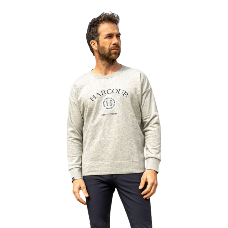 Harcour - Sweat manches longues mixte Galopea gris chiné | - Ohlala