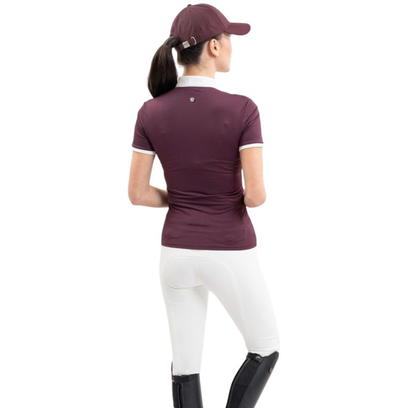 Harcour - Polo de concours manches courtes femme Shine aubergine | - Ohlala