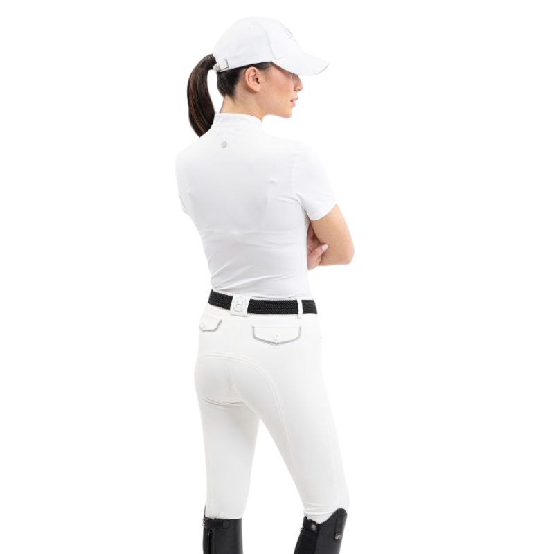 Harcour - Polo de concours manches courtes femme Shine blanc | - Ohlala