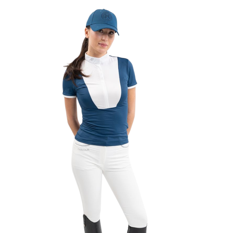 Harcour - Polo de concours manches courtes femme Shine bleu lagon