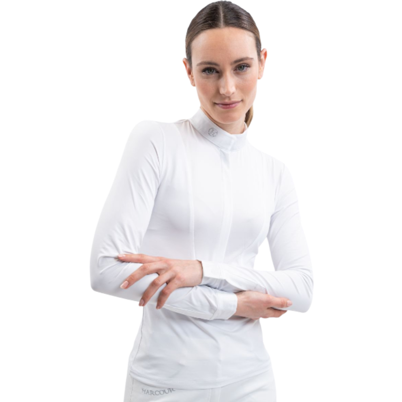 Harcour - Polo de concours manches longues femme Stella blanc