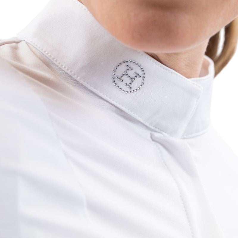 Harcour - Polo de concours manches longues femme Stella blanc