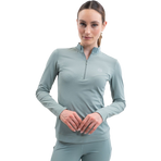 Harcour - Polo technique manches longues femme Tess grey green | - Ohlala