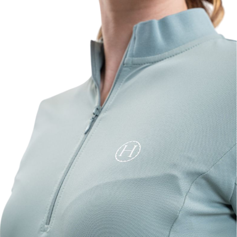 Harcour - Polo technique manches longues femme Tess grey green | - Ohlala