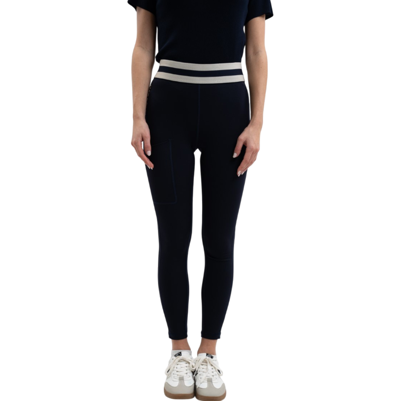 Harcour - Legging femme Volta marine/ lin