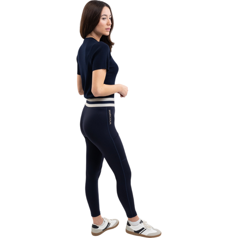 Harcour - Legging femme Volta marine/ lin