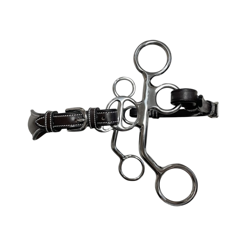 Jump'In - Hackamore cuir branches courtes poney noir