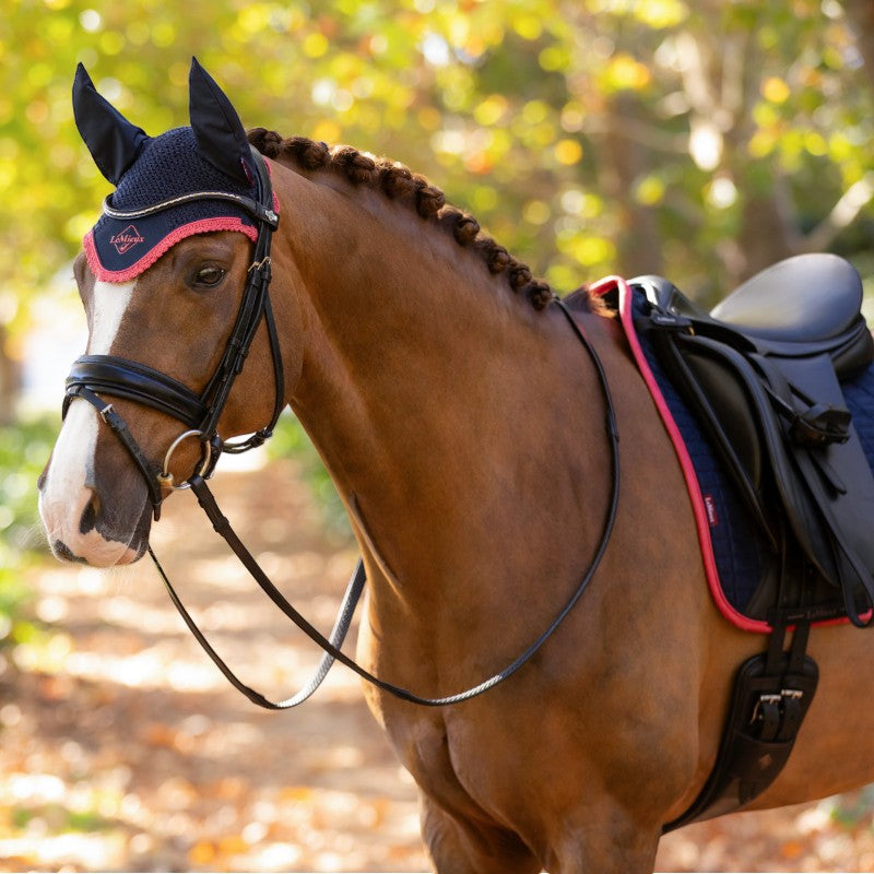 Lemieux - Bonnet pour chevaux anti-mouches Classic marine/ cranberry