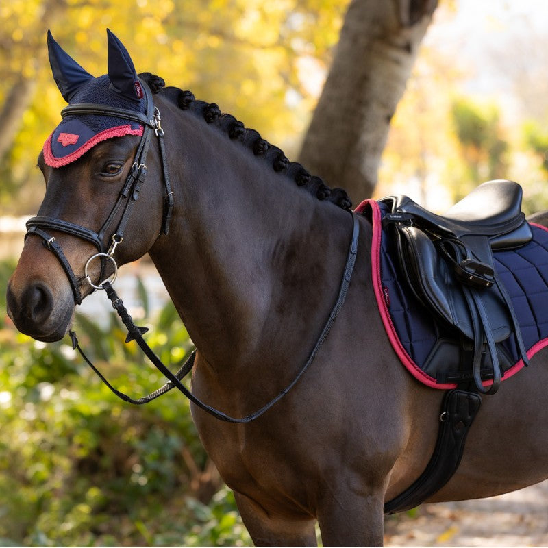 Lemieux - Bonnet pour chevaux anti-mouches Loire marine/ cranberry