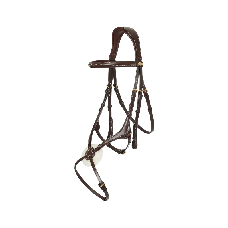 Lemieux - Bridon Kudos Grackle muserolle croisée havane | - Ohlala