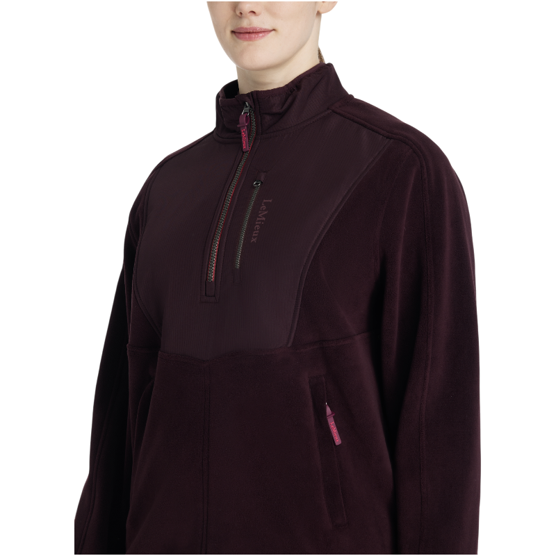 Lemieux - Polaire bi-matière col zippé femme Clara damson