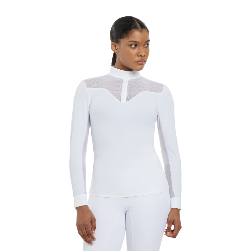 LeMieux - Polo de concours manches longues femme Emily blanc