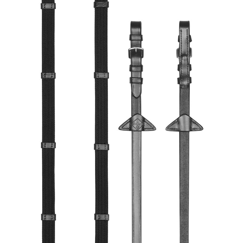 Lemieux - Rênes Webbed Continental noir/ argent | - Ohlala