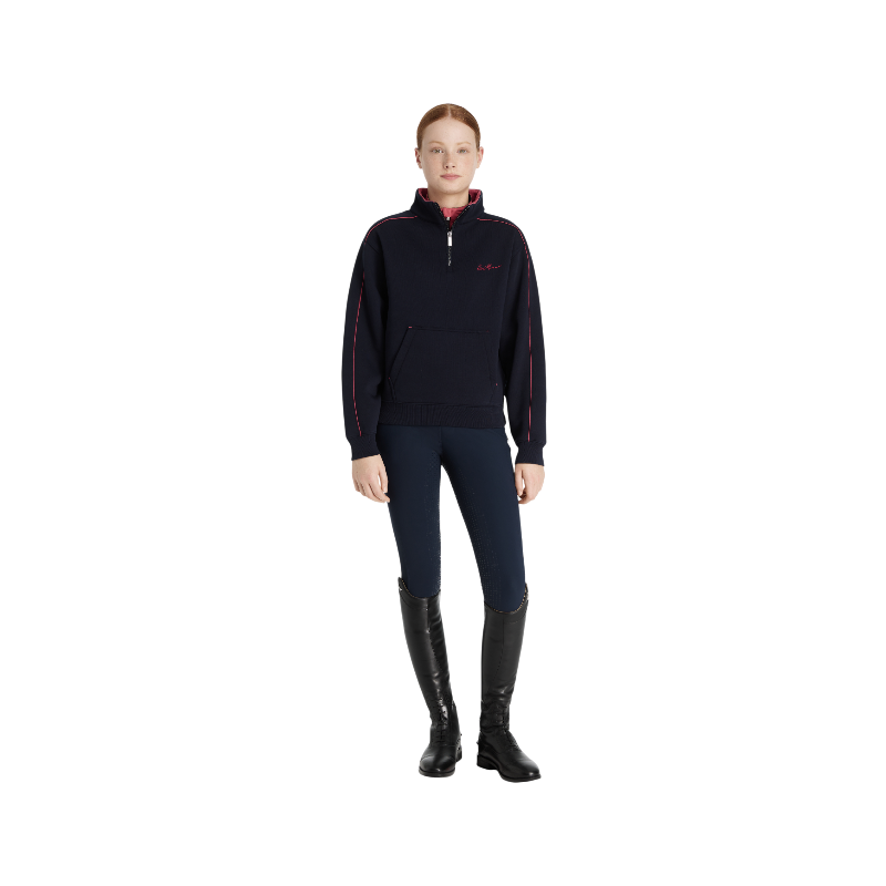 Lemieux - Sweat col zippé enfant Young Rider Kate marine/ cranberry