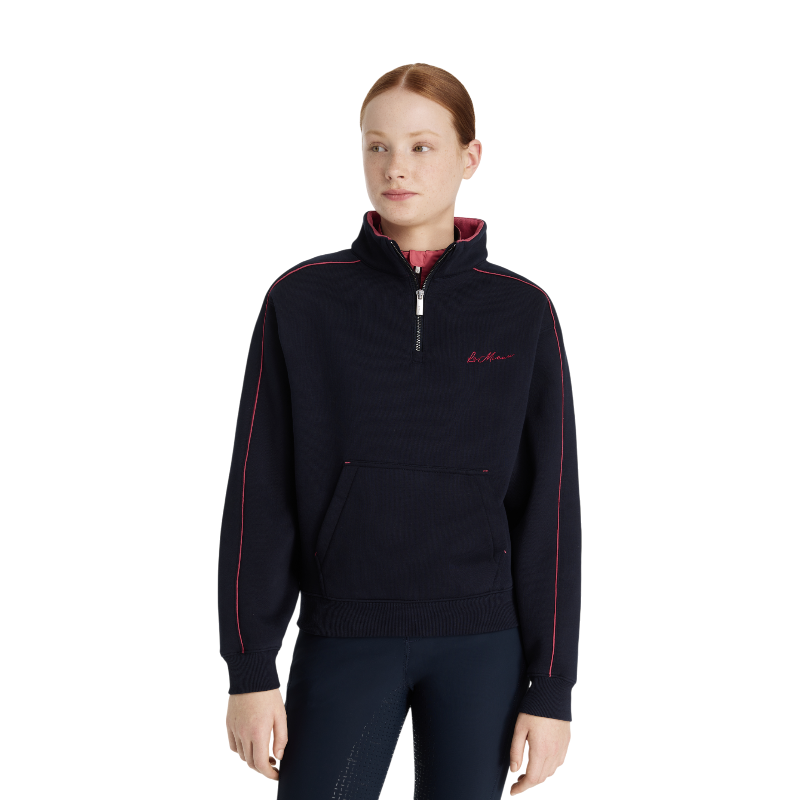 Lemieux - Sweat col zippé enfant Young Rider Kate marine/ cranberry