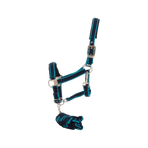 Equithème - Halster + longe Satiné marine/turquoise | - Ohlala