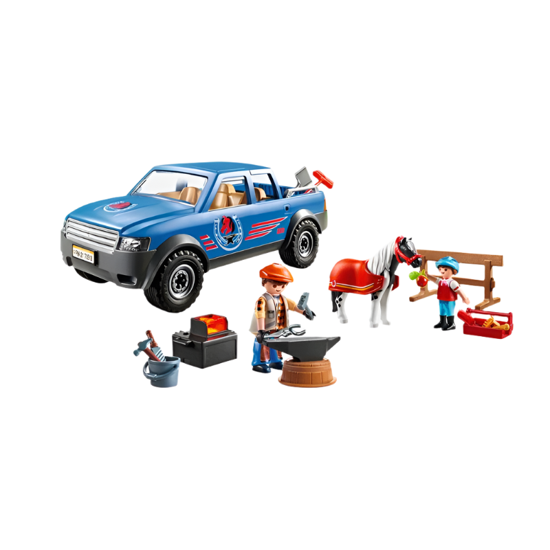 Playmobil Marechal ferrant et vehicule