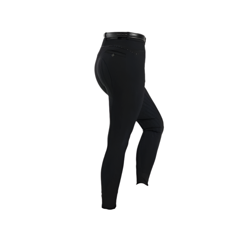 Equithème - Pantalon d'équitation fille Safir noir/ bleu | - Ohlala