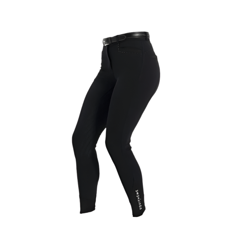 Equithème - Pantalon d'équitation fille Safir noir/ bleu | - Ohlala