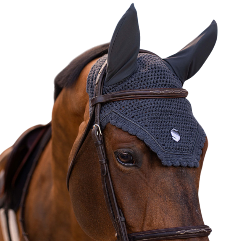 Samshield - Bonnet pour chevaux anti-bruit Embroidery marine