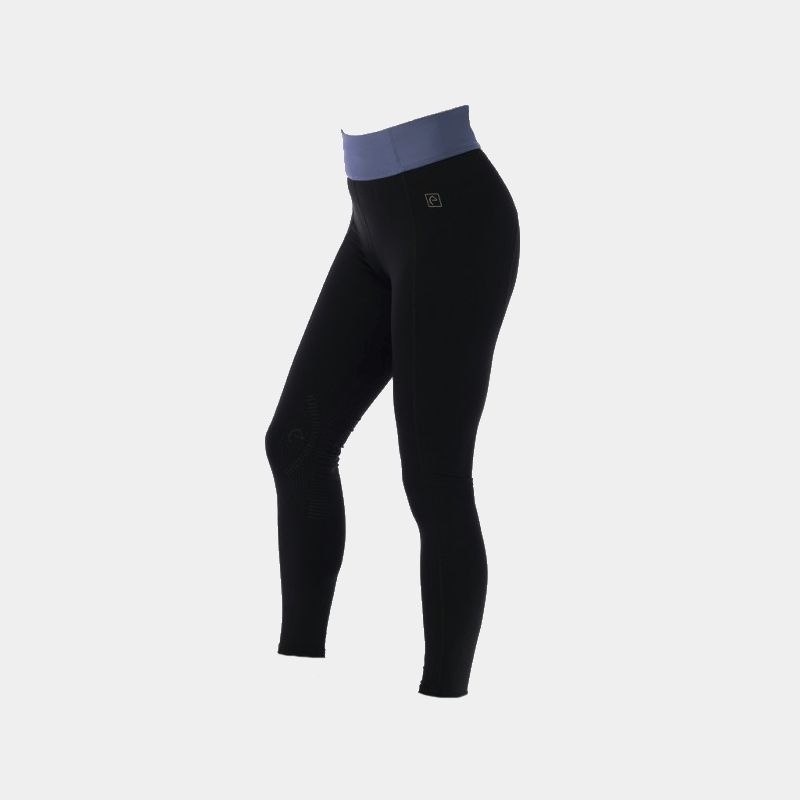 EQUITHÈME Riding Legging Tea Pull-On Silicon Knee Pads Navy Blue